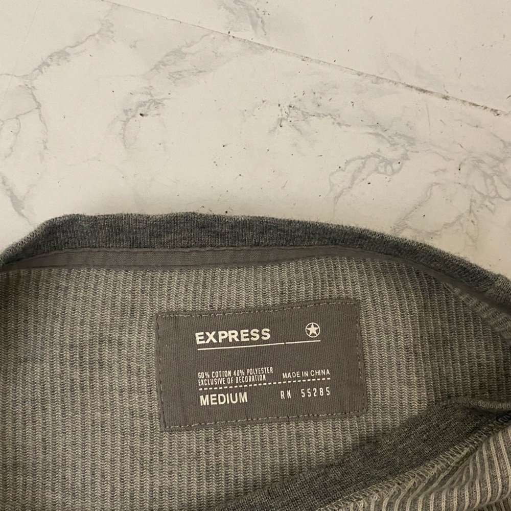 Mens Size Medium Express Heathered Gray Cotton Sweater Crew Neck Pullover​​​​ - Picture 6 of 6